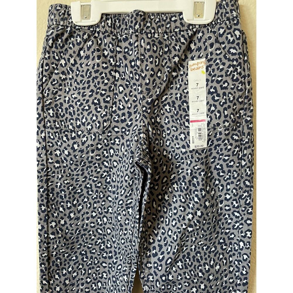 Jumping Beans Gray Cheetah Elastic Waist Porkchop Pockets Woven Pants Size 7 - Picture 2 of 7